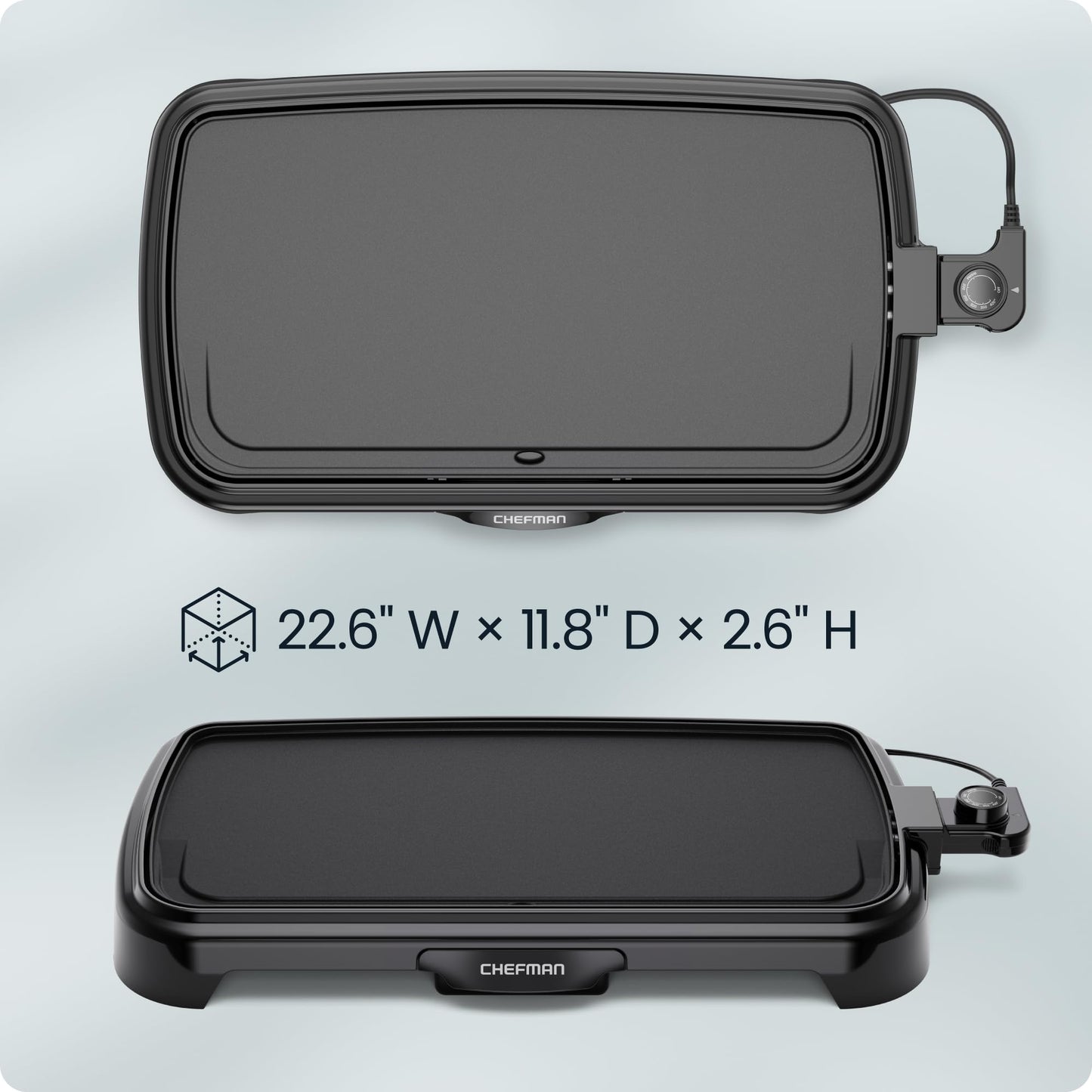 Chefman XL Electric Griddle with Removable Temperature Control, Immersible Flat Top Grill, Burger, Eggs, Pancake Griddle, Nonstick Extra Large Cooking Surface, Slide Out Drip Tray, 25 x 51 CM 🍁 All In One Marketplace Canada