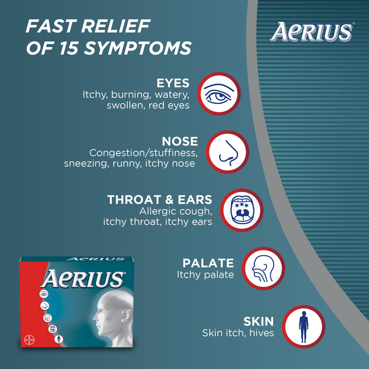 AERIUS Allergy Medicine, Fast Relief, 24-Hour, Non-Drowsy, 15 Symptoms, 70 Tablets 🍁 All In One Marketplace Canada