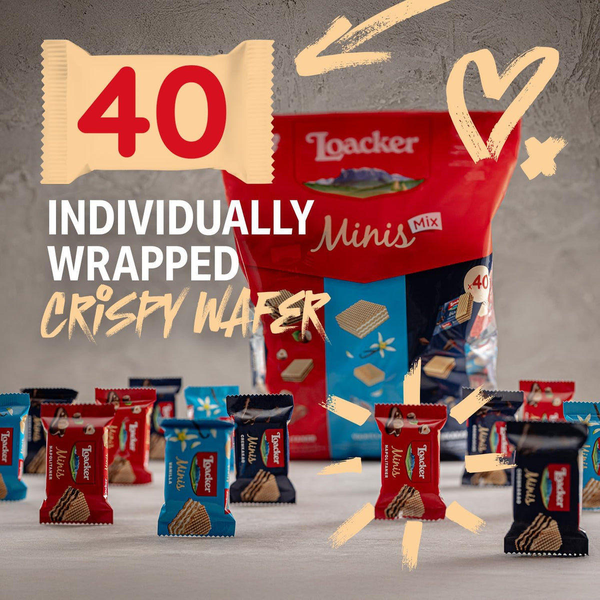 Loacker Minis Variety Pack | Assorted Crispy Wafer Cookies - Hazelnut, Chocolate, and Vanilla Cream Filling | 30% Less Sugar | Non-GMO | Sustainably Sourced Ingredients | 10g/0.35oz – 40 Count, Individually Wrapped 🍁 All In One Marketplace Canada