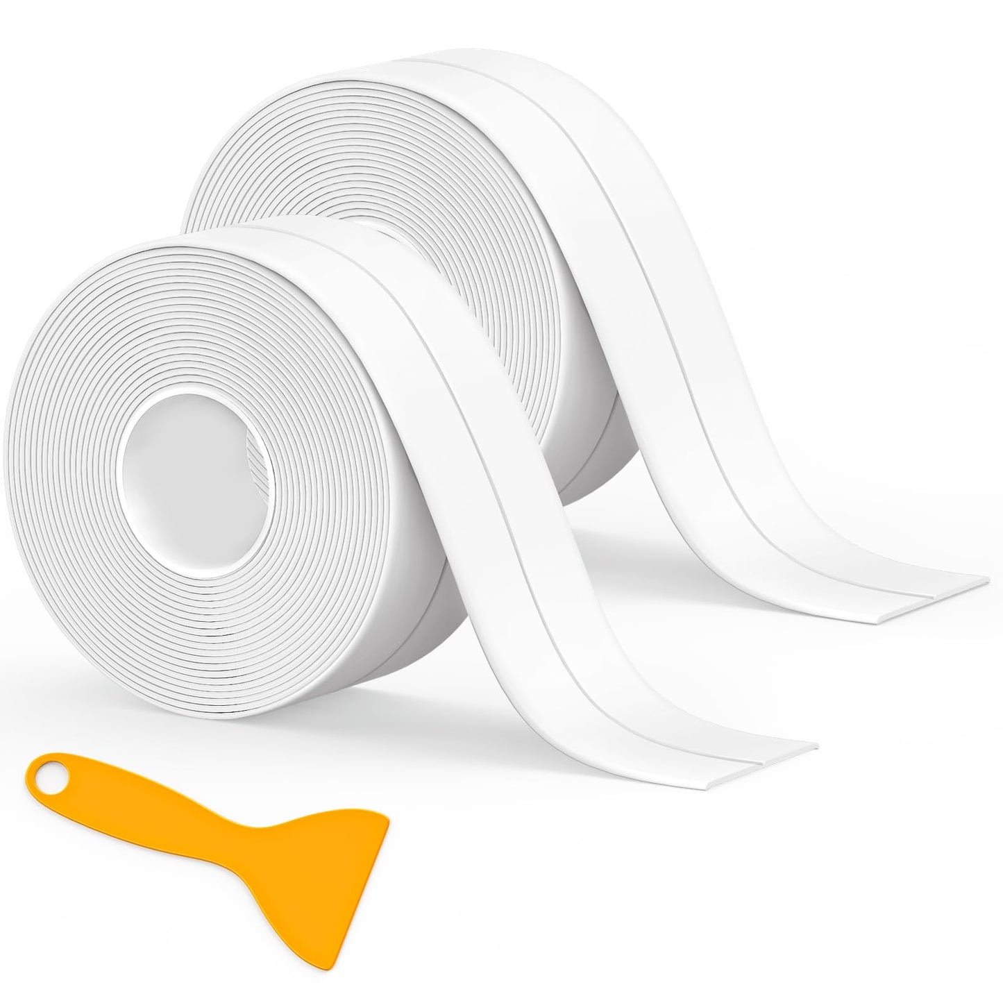 2 Rolls Caulking Tape Waterproof Self Adhesive, Kitchen & Bath Seal Caulk Strip, Self Adhesive Caulk Tape Sealant Strip for Toilet Base, Bathtub Countertop, Wall Floor, with Sealing Tool (126 X 1.5In) 🍁 All In One Marketplace Canada