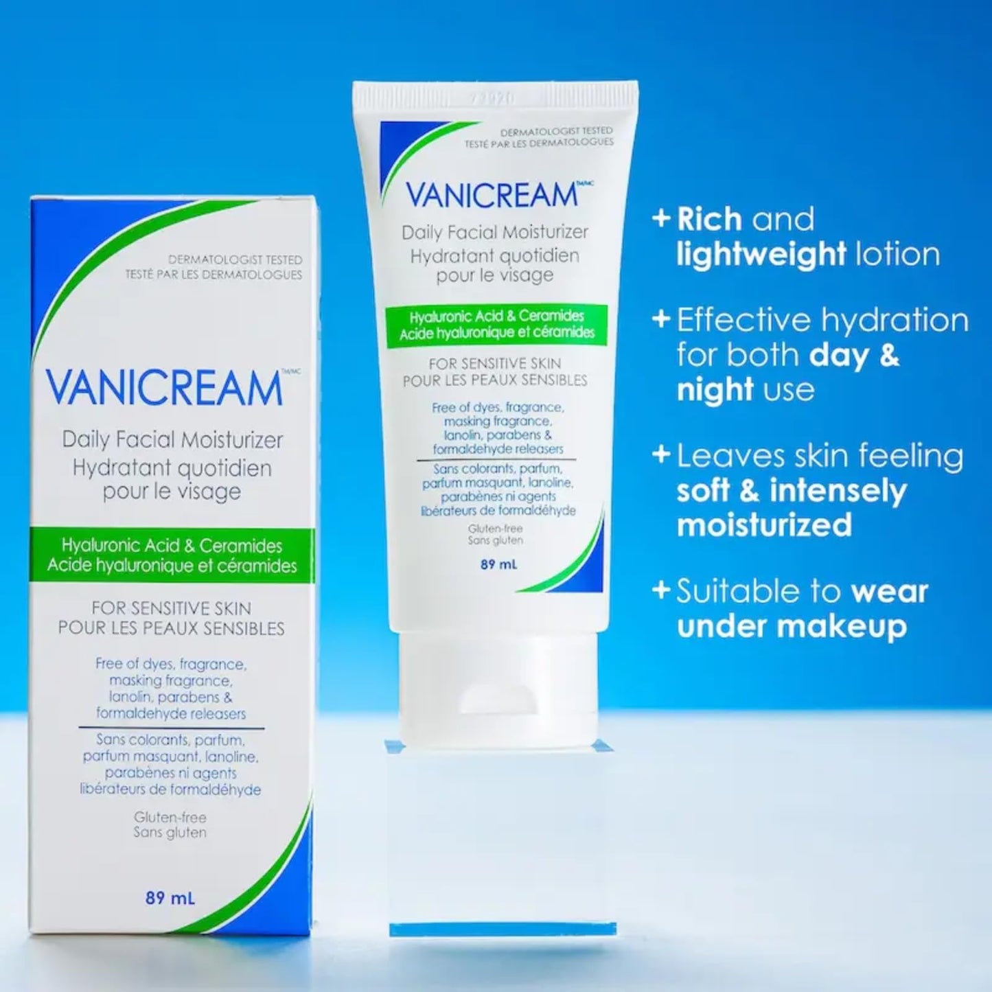 Vanicream Daily Facial Moisturizer for Sensitive Skin, 89 mL – Lightweight Hydration with Hyaluronic Acid & 5 Ceramides, Fragrance-Free, Non-Comedogenic, Gentle Face Lotion for Day & Night 🍁 All In One Marketplace Canada
