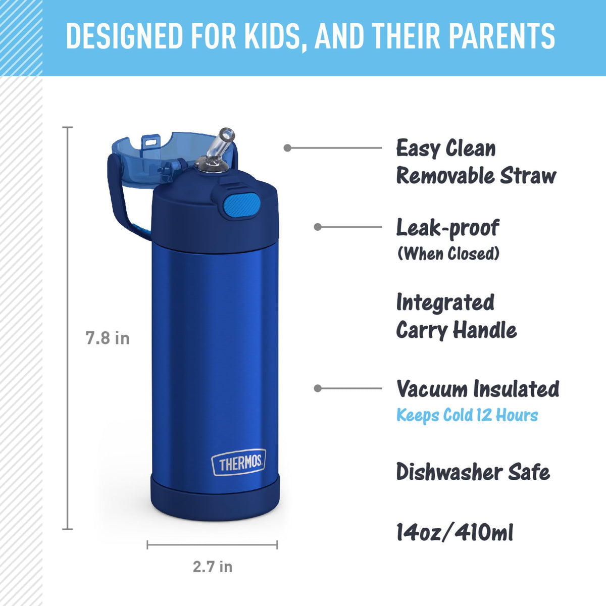 THERMOS FUNTAINER Water Bottle with Straw, 14oz, Navy 🍁 All In One Marketplace Canada