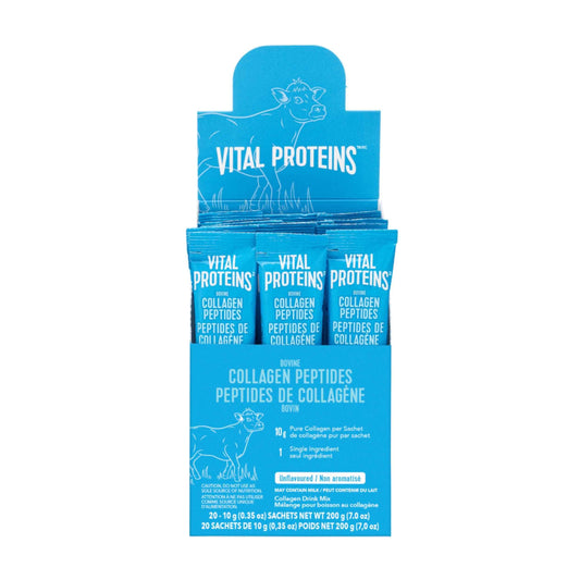 VITAL PROTEINS Bovine Collagen Peptides Powder, Single-serve Stick Packs, Unflavoured, Odourless, Gluten-free, No Added Sugar, Paleo-friendly, Non-GMO, No Artificial Flavours Or Colours, 200 g 🍁 All In One Marketplace Canada