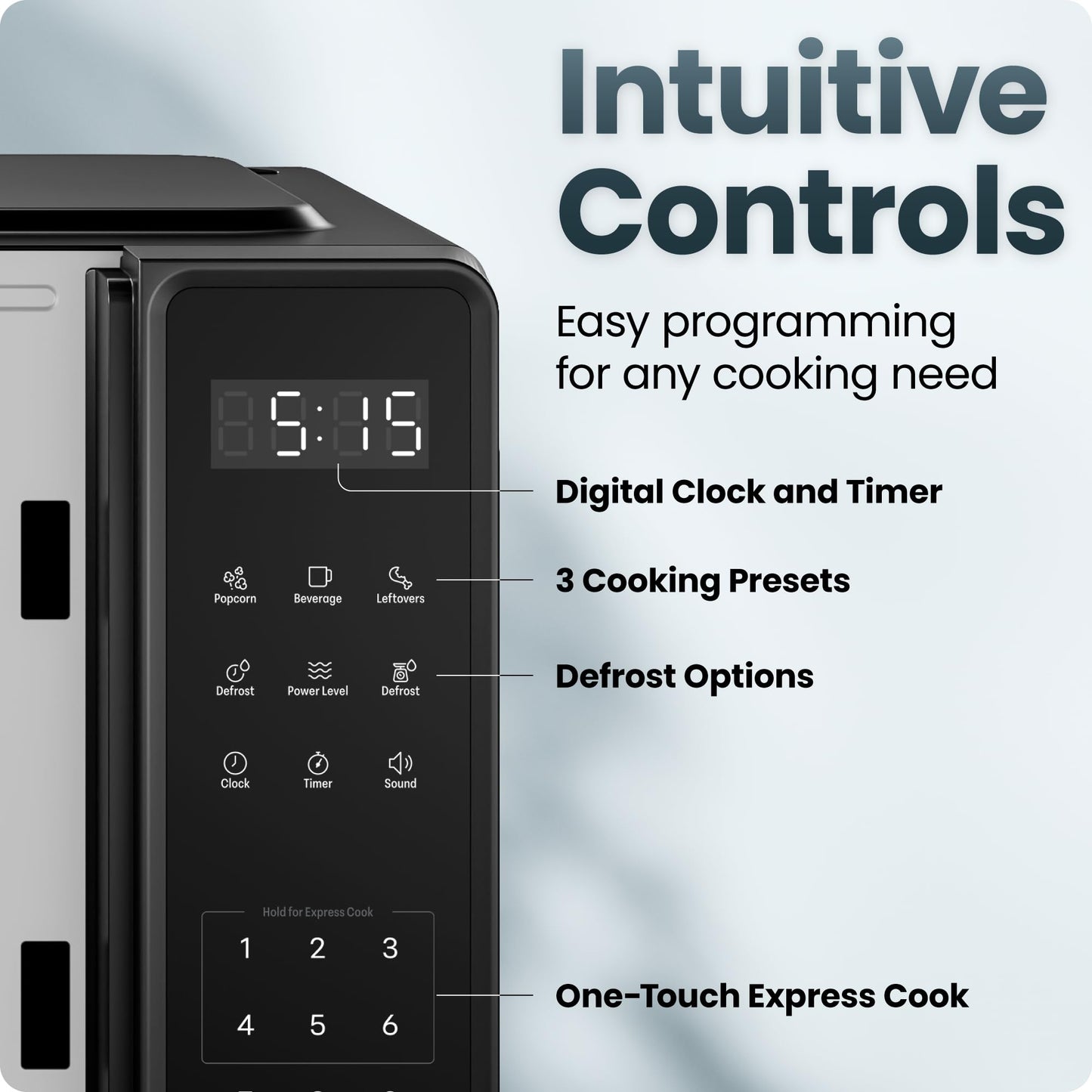 Chefman Countertop Microwave Oven 0.7 Cu. Ft., 700 Watts with 10 Power Levels, 6 Cooking Presets with One-Touch Express Cook, Eco Mode, Child Safety Lock, & Mute Button - Black 🍁 All In One Marketplace Canada