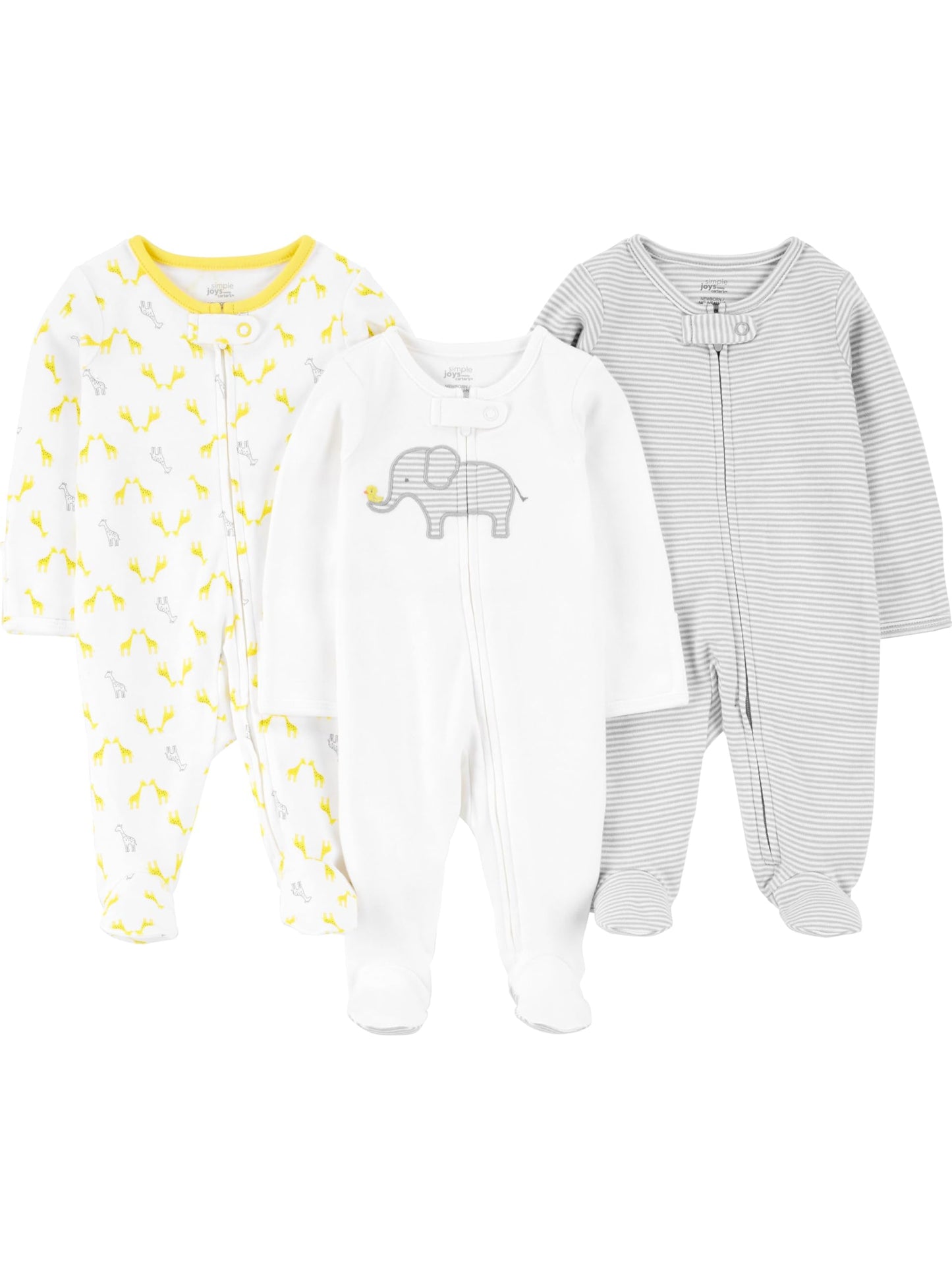 Simple Joys by Carter's Baby 3-Pack Neutral Sleep and Play, Elephant, Stripe, giraffe, 3-6 Months 🍁 All In One Marketplace Canada