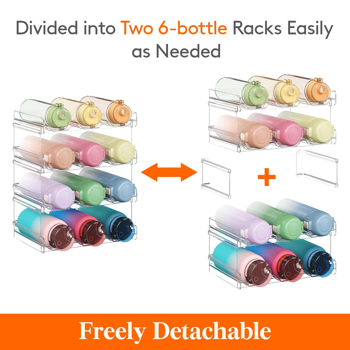 Lifewit Stackable Water Bottle Organizer for Cabinet, Freezer, Pantry - Plastic Cup Holder, Wine Racks for Kitchen Tabletop Storage, Cupboard, Office - Pack of 4, Each Rack Holds 3 Containers 🍁 All In One Marketplace Canada