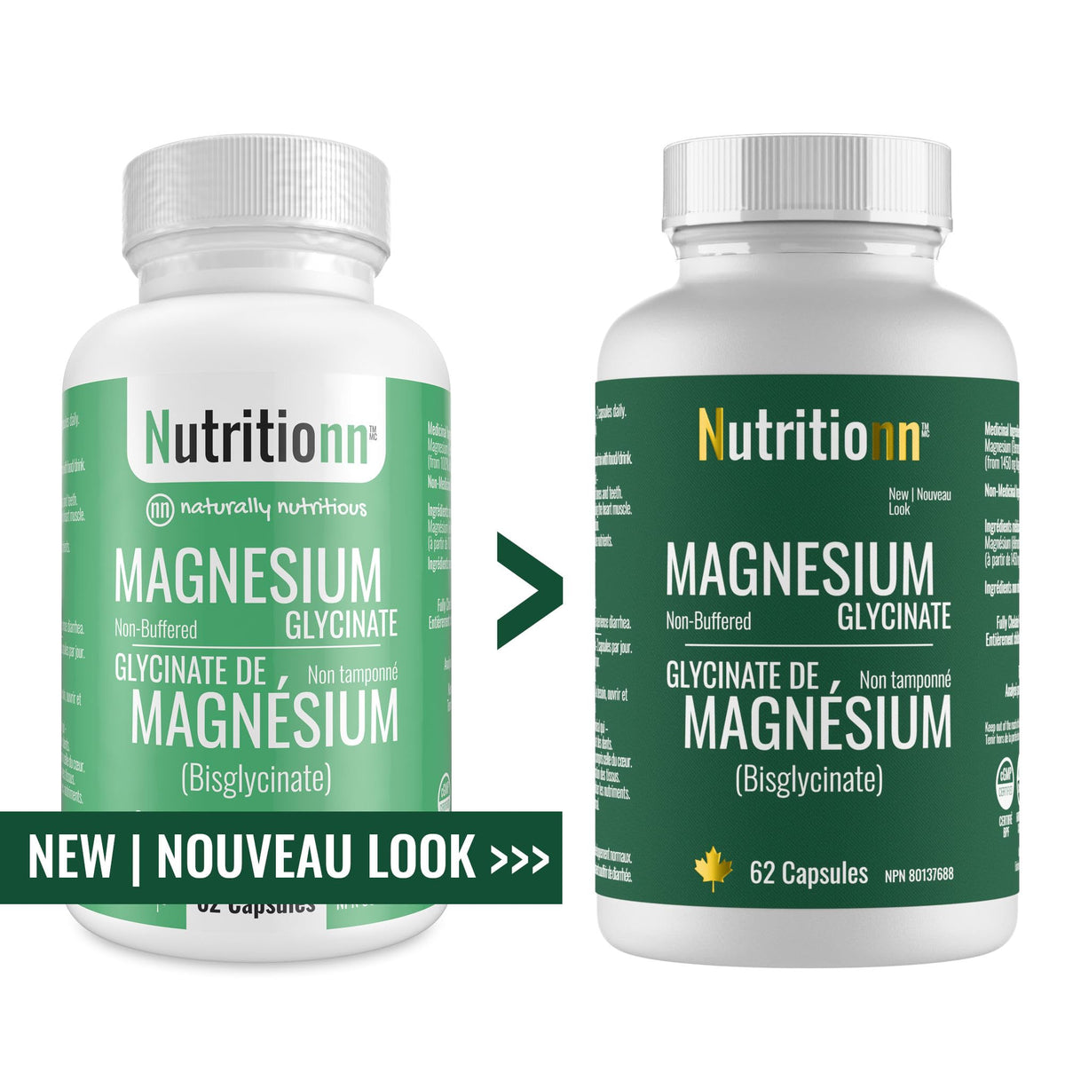 Magnesium Glycinate 200 mg Capsules (Elemental) from Non-Buffered Fully Chelated 100% Magnesium Bisglycinate - 62 Max-Capacity High-Absorption Capsules - Made in Canada - Nutritionn 🍁 All In One Marketplace Canada