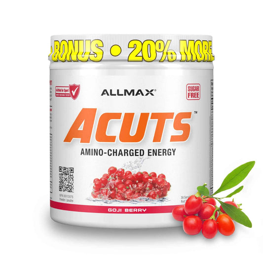 ALLMAX ACUTS Amino Energy Powder with Amino Acids Supplement, Goji Berry, 36 Servings, Caffeine, Green Coffee Extract, 2000 mg Taurine, L-Carnitine, Sugar Free, Gluten & Dye Free, Amino Acid Drink 🍁 All In One Marketplace Canada