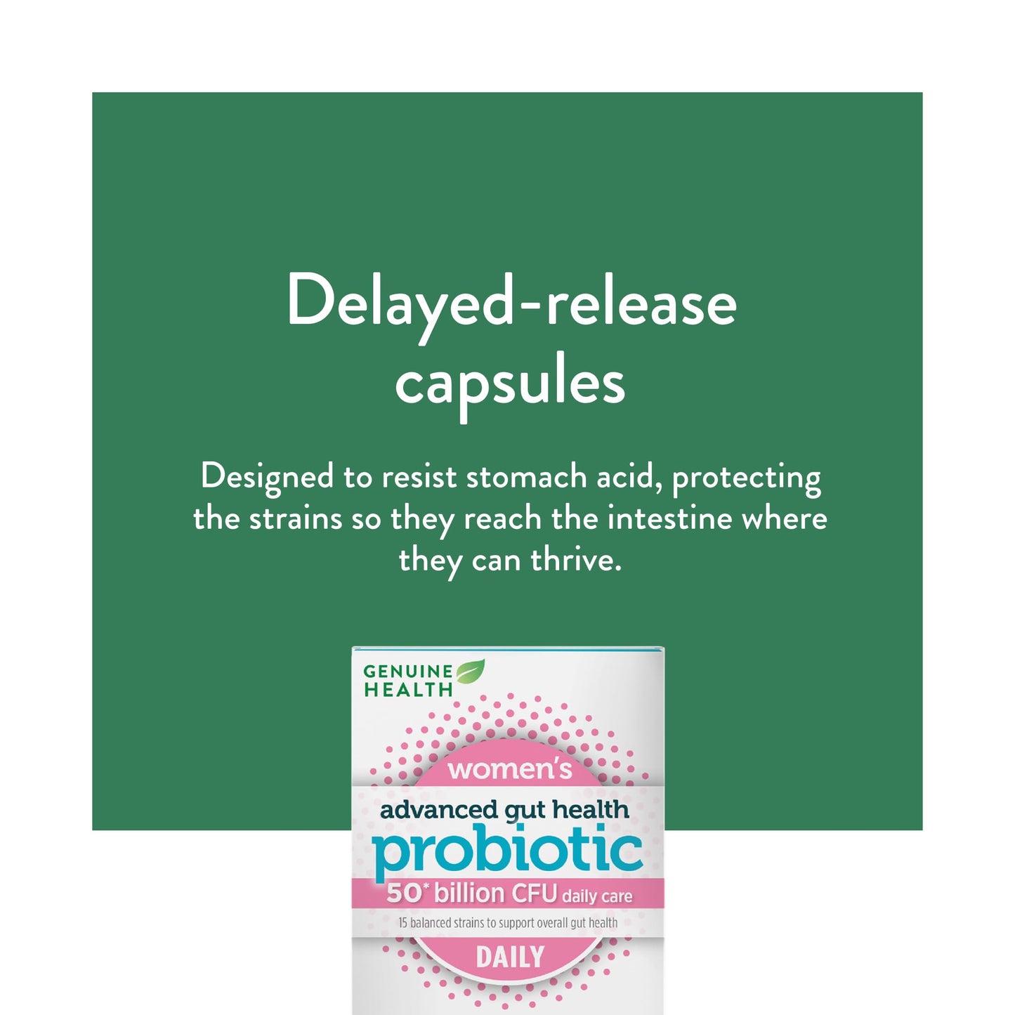 Genuine Health Advanced Gut Health Probiotic Women's Daily 50 Billion CFU - Healthy Digestion & Gut Flora Support - Women’s Probiotic - Vegan, Gluten-Free & Non-GMO - 30 Capsules (30 Servings) 🍁 All In One Marketplace Canada