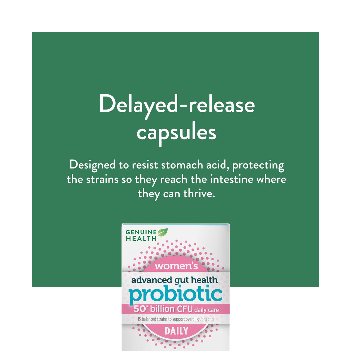 Genuine Health Advanced Gut Health Probiotic Women's Daily 50 Billion CFU - Healthy Digestion & Gut Flora Support - Women’s Probiotic - Vegan, Gluten-Free & Non-GMO - 60 Capsules (60 Servings) 🍁 All In One Marketplace Canada