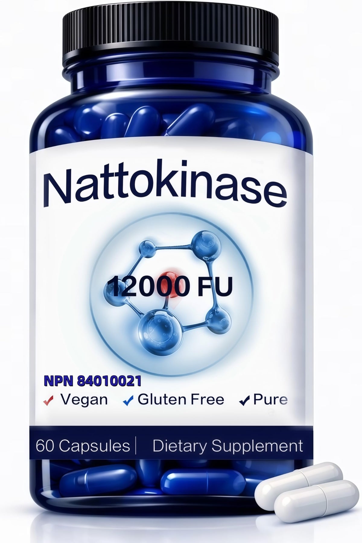 Nattokinase Supplement, 400 mg - 12000 FU, Helps Support Cardiovascular Health 60 Count 🍁 All In One Marketplace Canada