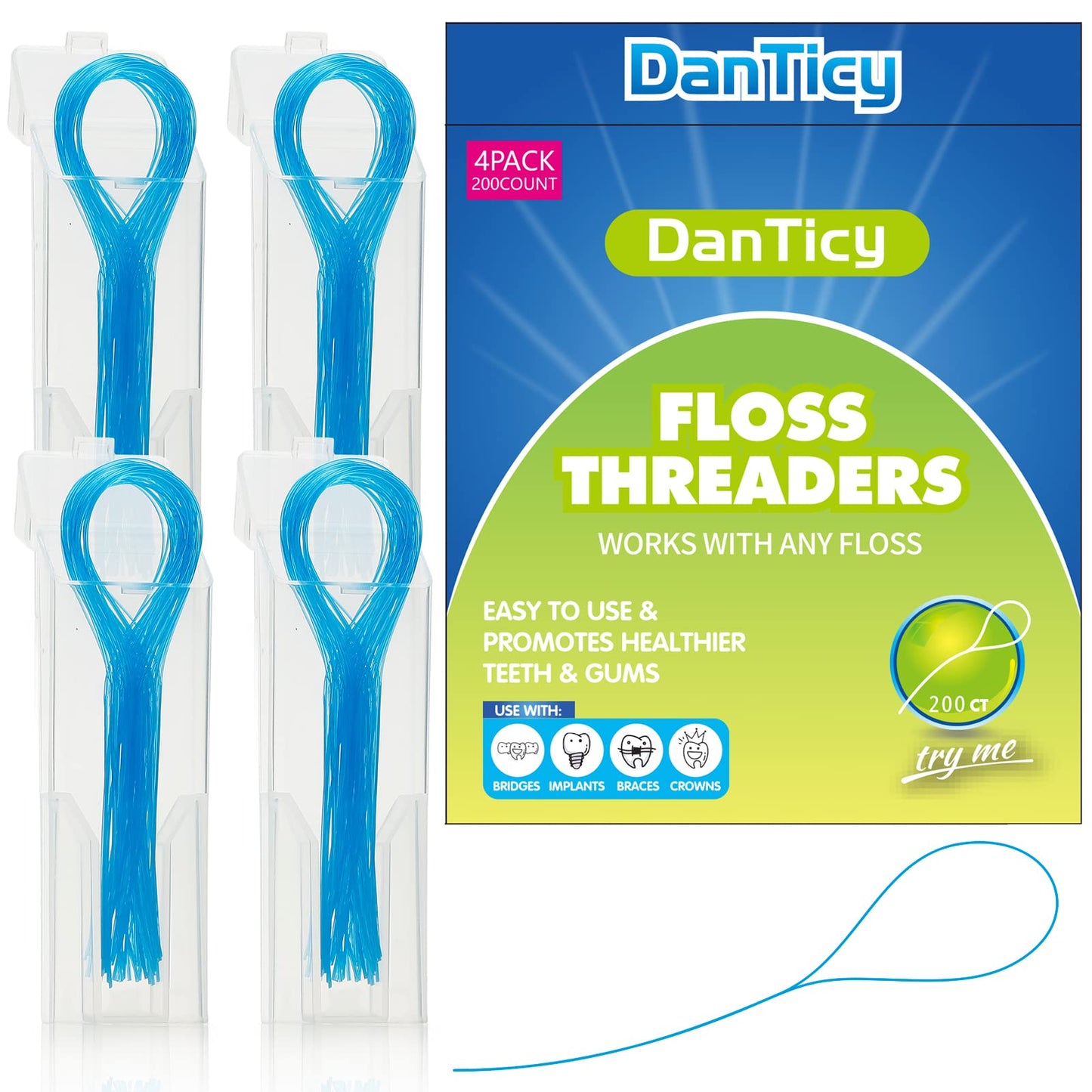 Floss Threaders, Deep Clean Dental Floss Threader for Braces, Bridges, and Implants, Blue 🍁 All In One Marketplace Canada
