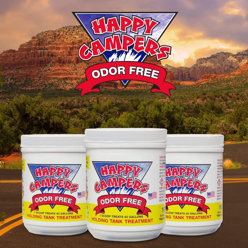 Happy Campers RV Toilet Treatment - Powerful Odor Control, Long-Lasting RV Tank Treatment - Prevents Clogs, Buildup, Sensor Failure - Keeps Holding Tank Clean & Healthy, Odor Free (18 Treatments) 🍁 All In One Marketplace Canada
