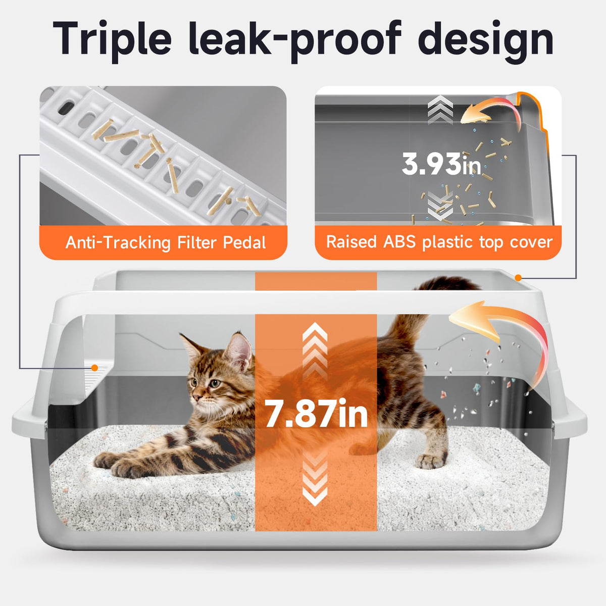 Stainless Steel Cat Litter Box, Odor Free Metal Litter Box with High Sides Lid, Open Top Low Entry Litter Pan Include Scoop Easy Cleaning Anti-Scratch Kitty Cat Box Anti-Urine Leakage, Non-Sticky 🍁 All In One Marketplace Canada