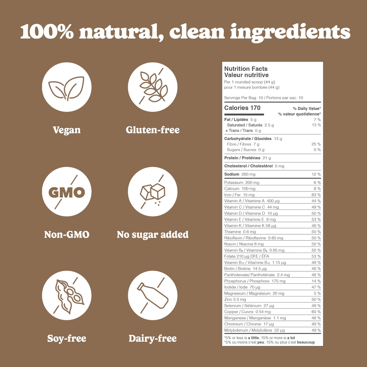 Good Protein Vegan Plant-based Protein Powder 100% Natural, Non-GMO, Dairy-free, Gluten-free, Soy-free, No Added Sugar and Nothing Artificial. Chocolate Fudge All-in-One Shake 880 grams 🍁 All In One Marketplace Canada