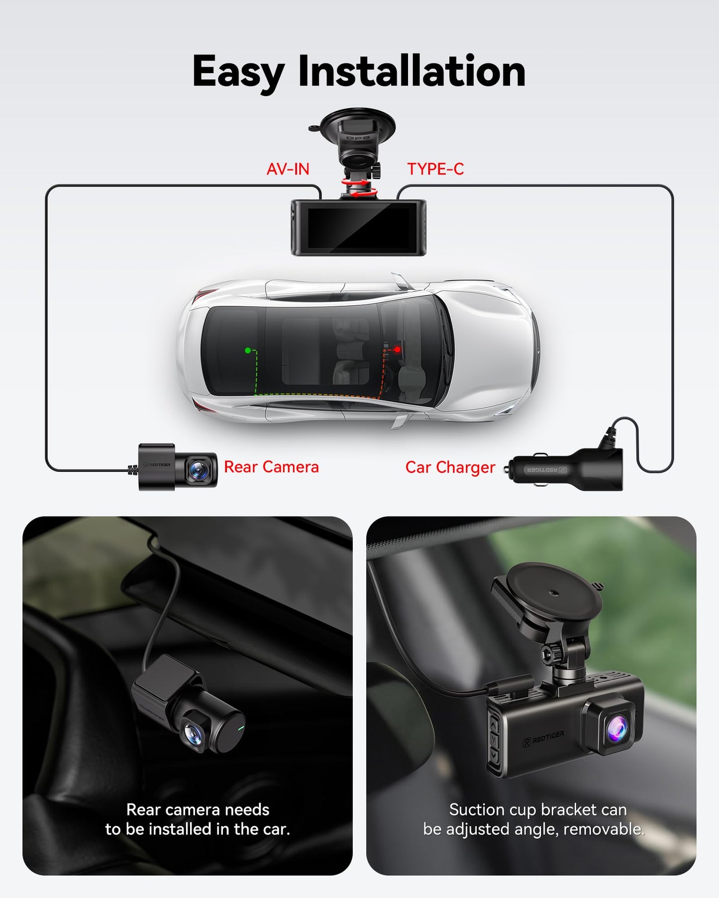 REDTIGER 4K Dash Cam Front and Rear, STARVIS 2 Sensor, Touch Screen 3.18", Voice Control, 20MB/s 5.8GHz WiFi 6 Car DashCam with 128GB Card, GPS, Night Vision, Emergency Lock, Parking Mode(F7N Touch) 🍁 All In One Marketplace Canada