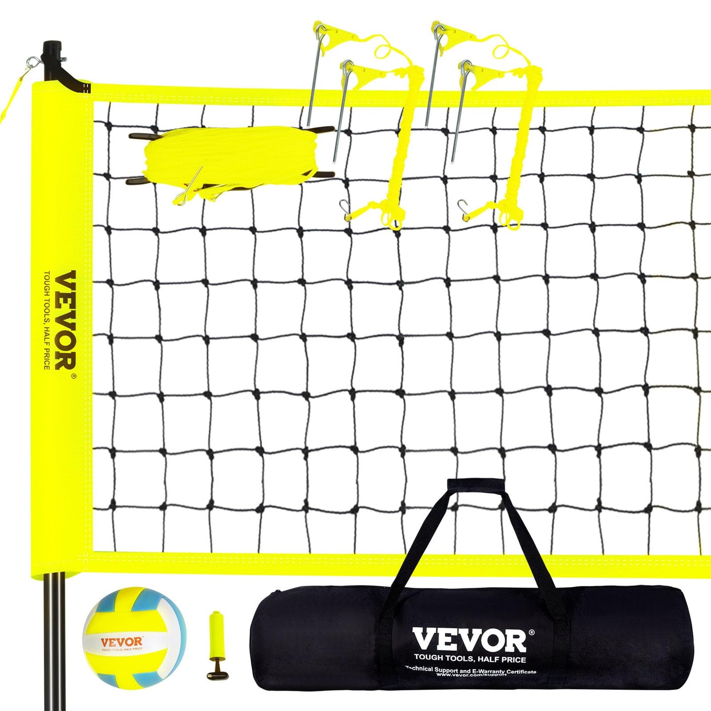 VEVOR Outdoor Portable Volleyball Net System, Adjustable Height Steel Poles, Professional Volleyball Set with PVC Volleyball, Pump, Carrying Bag, Heavy Duty Volleyball Net for Backyard, Beach, Lawn 🍁 All In One Marketplace Canada