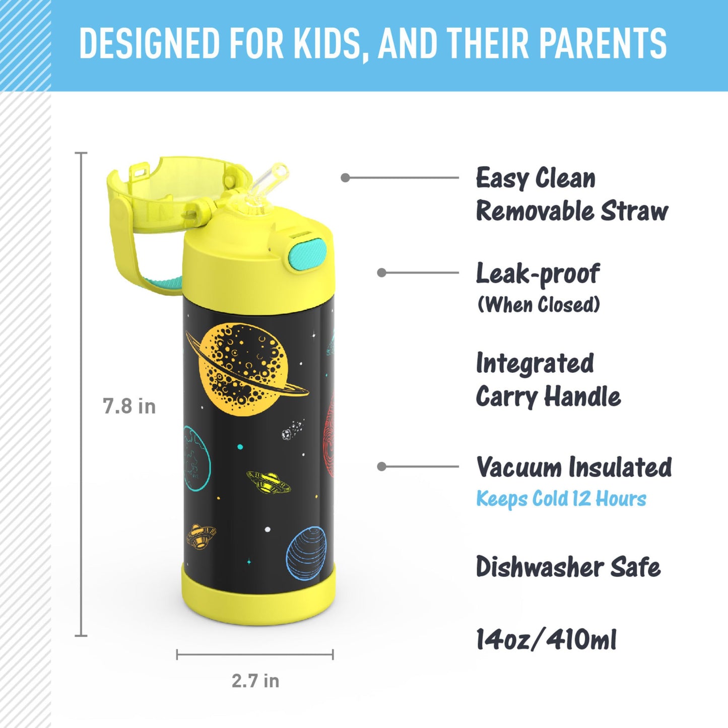 THERMOS FUNTAINER Water Bottle with Straw, 14oz, Out of This World 🍁 All In One Marketplace Canada