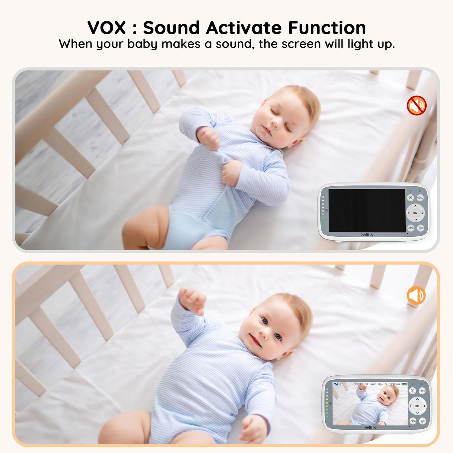2026 Upgraded Boifun Baby Monitor No Wi-Fi, Baby Camera with 4" 720P IPS Screen, Night Vision, 3X Zoom, Two-Way Audio, Temperature Monitoring, Lullabies, Sound Detection, Just Turn On & Go 🍁 All In One Marketplace Canada