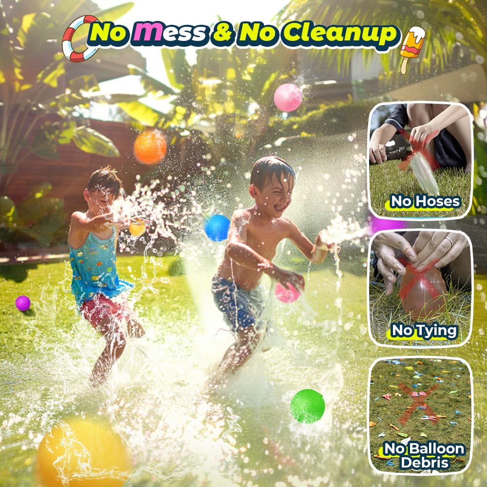 12Pcs Reusable Water Balloons, Pool Beach Water Toys for Boys and Girls, Outdoor Summer Toys for Kids Ages 3-12, Magnetic Water Ball for Outdoor Activities 🍁 All In One Marketplace Canada