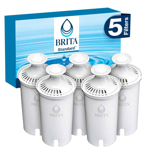 Brita Standard Replacement Filter, Reduces Contaminants while keeping healthy minerals, Certified by WQA to reduce Chlorine for improved taste, Made without BPA, Replace after 151 litres, 5 Count 🍁 All In One Marketplace Canada