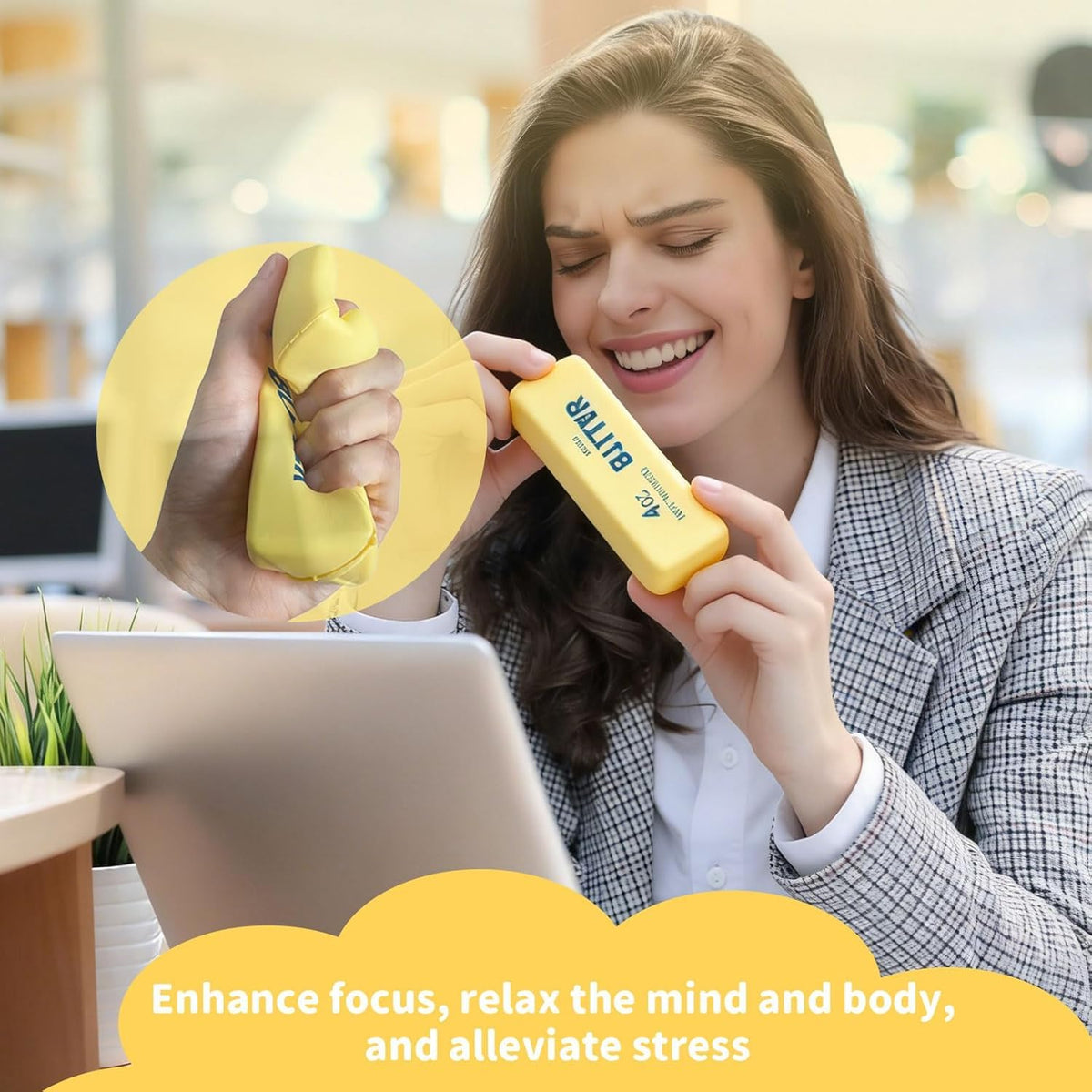 2Pcs Cute Butter Stress Balls,Slow Rebound Realistic Soft Butter Stick Fidget,Slow Rising Portable for Adults Anxiety & Stress Relief (Yellow) 🍁 All In One Marketplace Canada