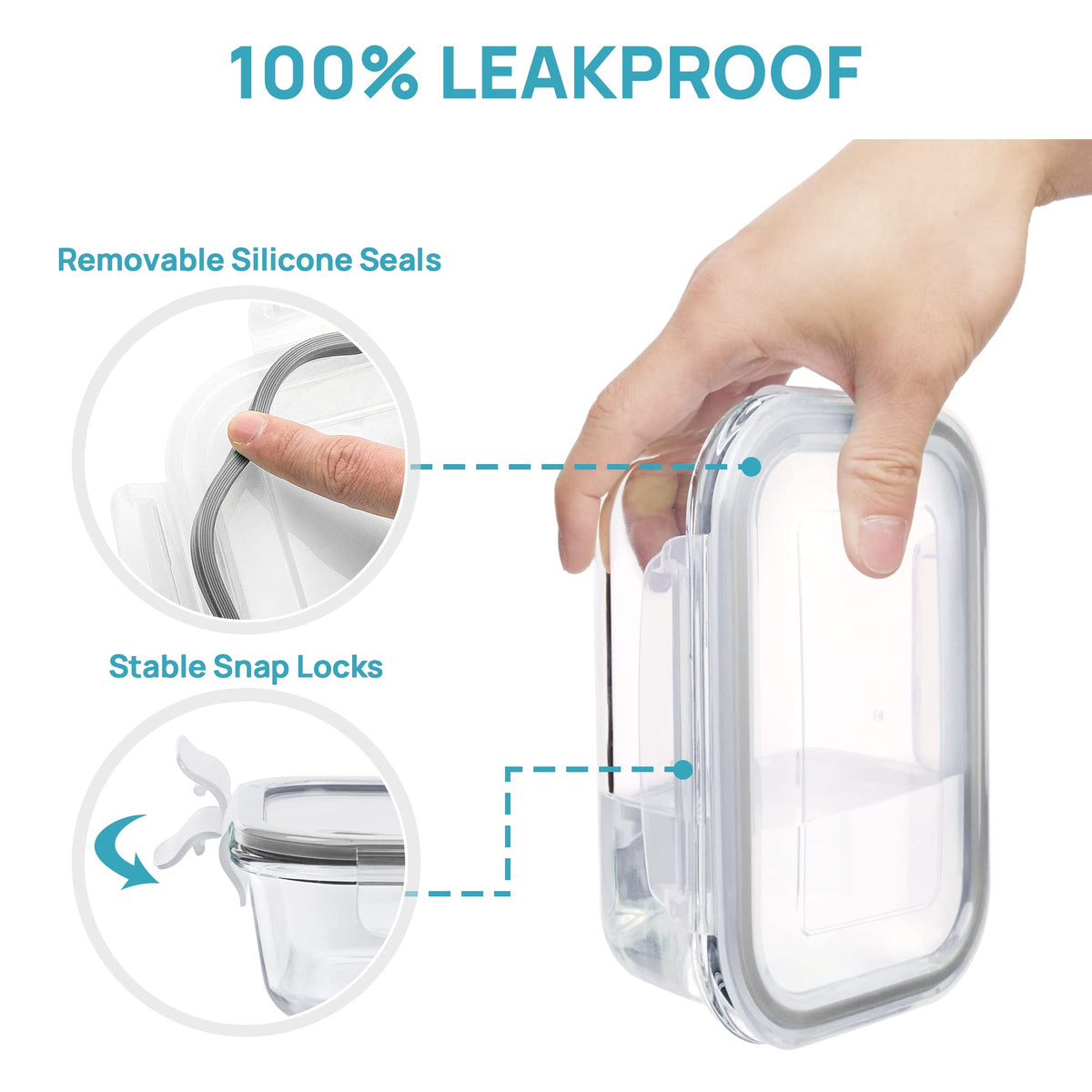 Vtopmart 8 Pack Glass Container Food Storage, Meal Prep Containers with Airtight Lids for Leftover, On-the-go, Safe for Microwave, Oven, Freezer and Dishwasher, Grey 🍁 All In One Marketplace Canada