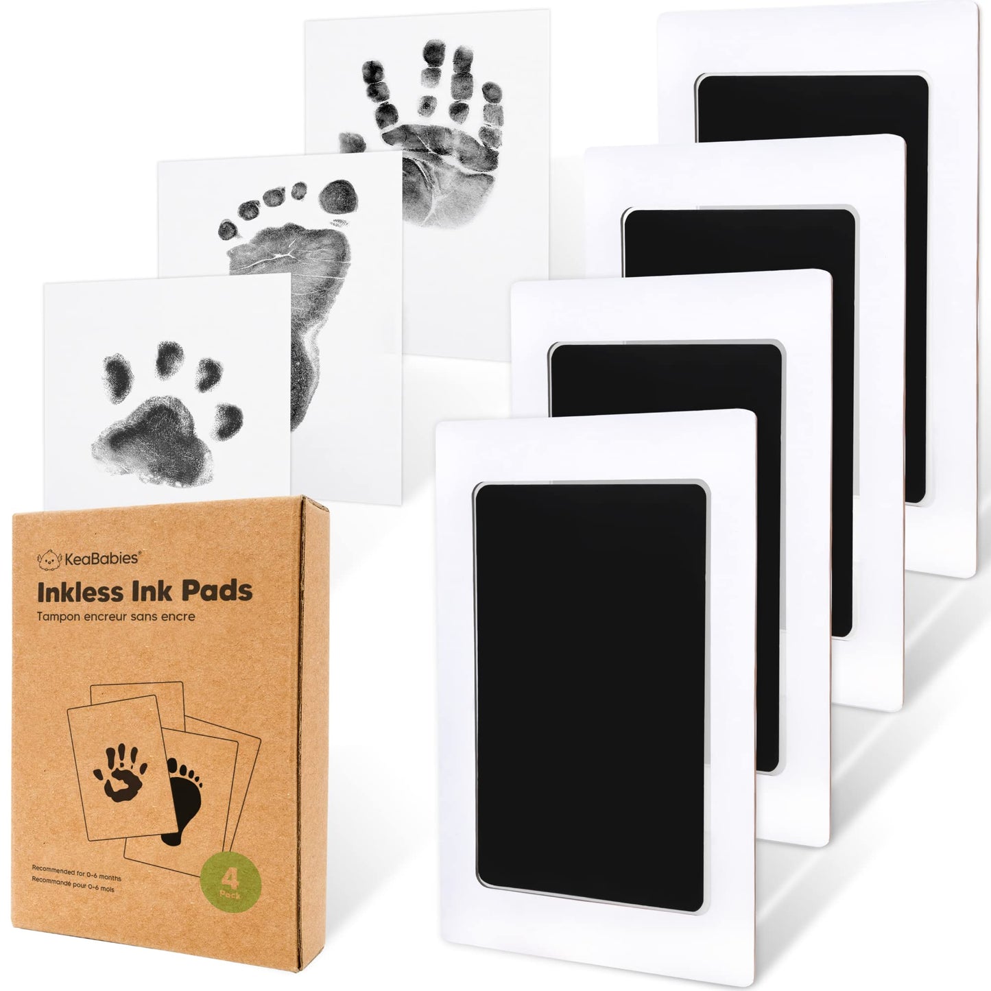 4pk Inkless Baby Hand and Footprint Kit, Mess Free Ink Pads (Jet Black, R) 🍁 All In One Marketplace Canada