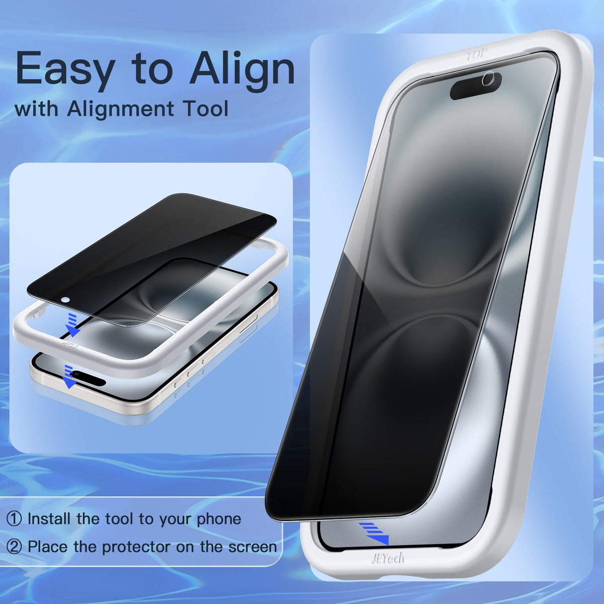 JETech Privacy Screen Protector for iPhone 16 6.1-Inch, Anti-Spy Tempered Glass Film with Easy Installation Tool, 2-Pack 🍁 All In One Marketplace Canada