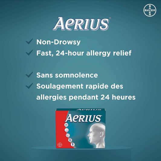 AERIUS Allergy Medicine, Fast Relief, 24-Hour, Non-Drowsy, 15 Symptoms, 70 Tablets 🍁 All In One Marketplace Canada