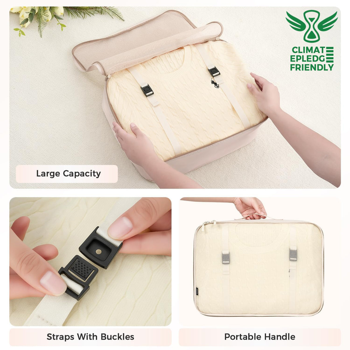 BAGAIL 8 Set Packing Cubes, Lightweight Travel Luggage Organizers with Shoe Bag, Toiletry Bag & Laundry Bag (Cream) 🍁 All In One Marketplace Canada