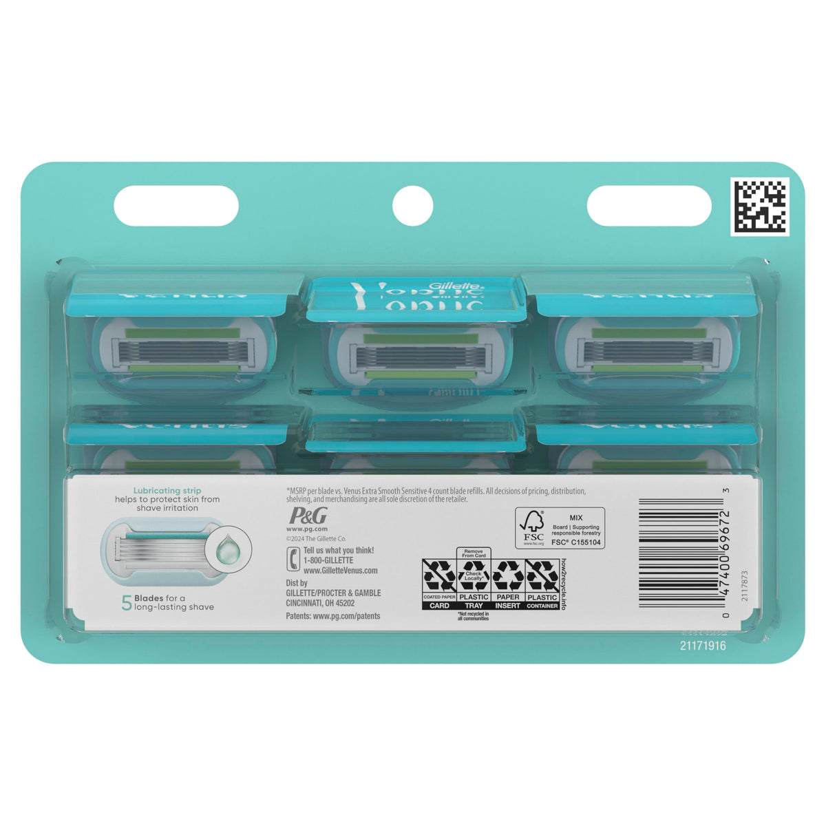 Gillette Venus Extra Smooth Sensitive, 1 Women’s Razor Blades for Sensitive Skin, 7 "5-Bladed" Razor Refills, 1 Pack (Count of 8) 🍁 All In One Marketplace Canada