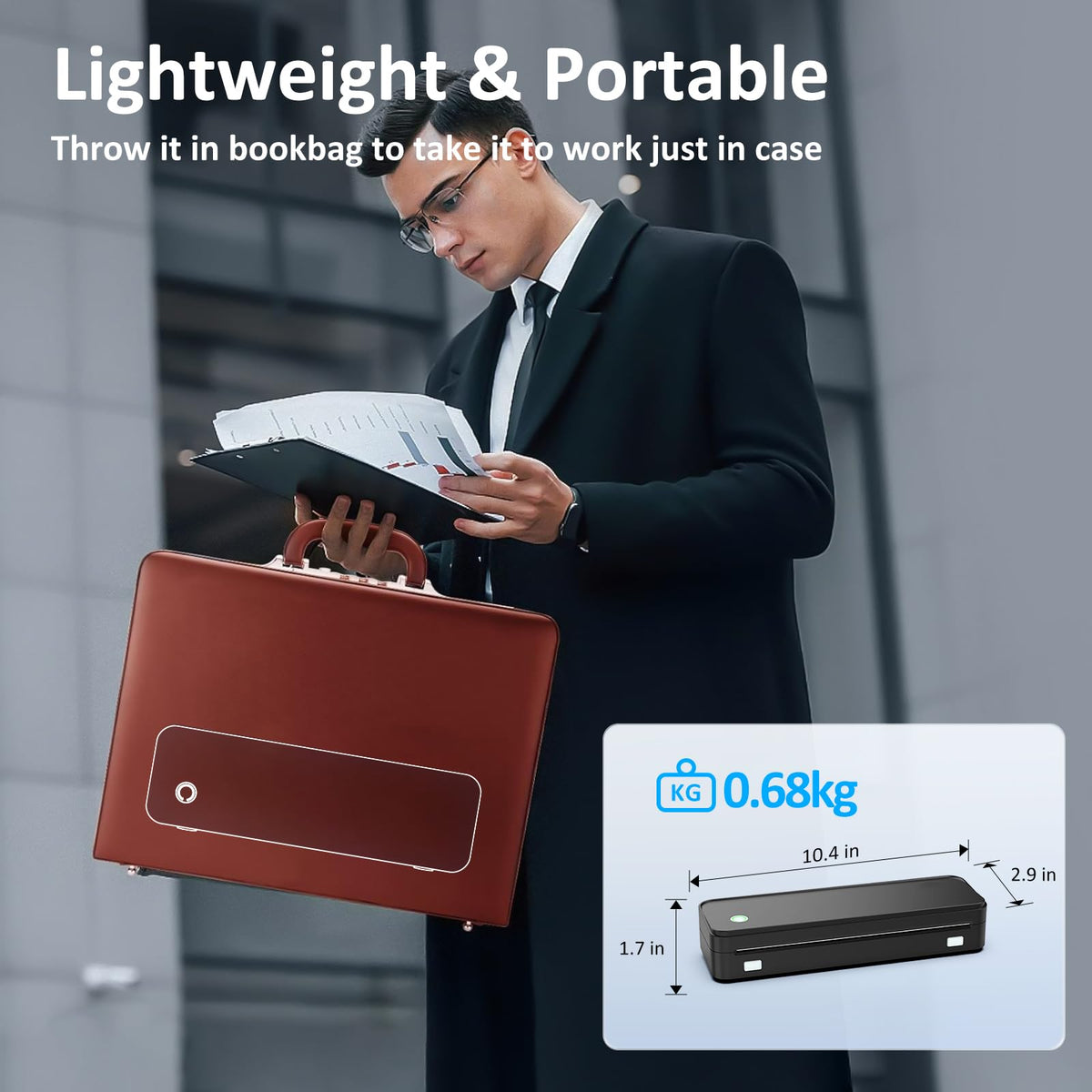 Gloryang Inkless Portable Printer for Travel, Wireless Thermal Printer Supports 8.5 x 11 Inch & A4 Size, Bluetooth Printer Includes Carry Case and 3 Rolls of Thermal Paper Kit, Black 🍁 All In One Marketplace Canada