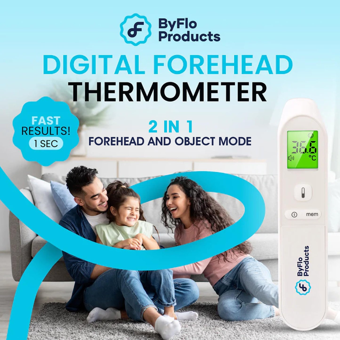 ByFloProducts, Thermometer Adult and Baby, Forehead Digital Thermometer, Infrared Thermometer, Memory and Fever Alarm, Easy to Use, 1 Second Reading Temperature 🍁 All In One Marketplace Canada
