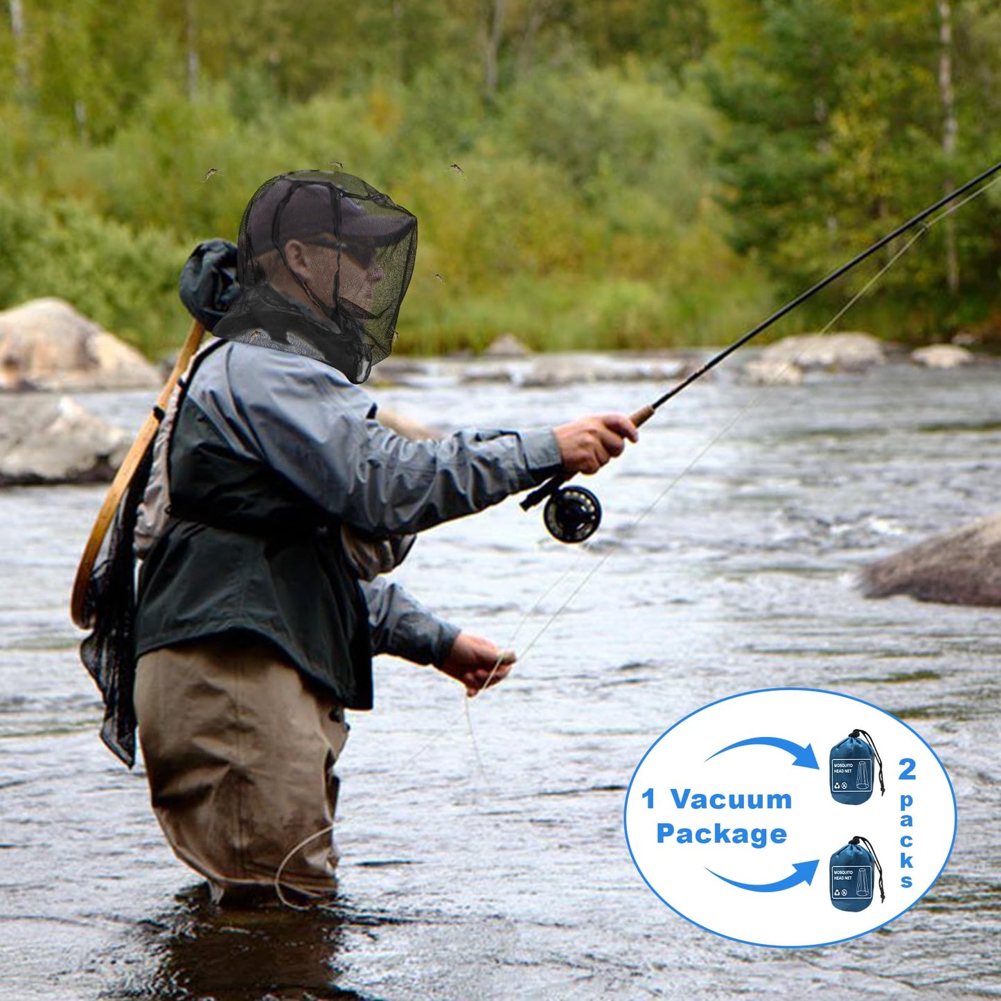 South to East Premium Mosquito Head Net for Insect, 2 Pack, Fly & Bug Protection | Ultra Large & Long, Extra Fine Holes for Camping, Hiking, Fishing, Gardening, Safari, Fits All Hats for Men & Women 🍁 All In One Marketplace Canada