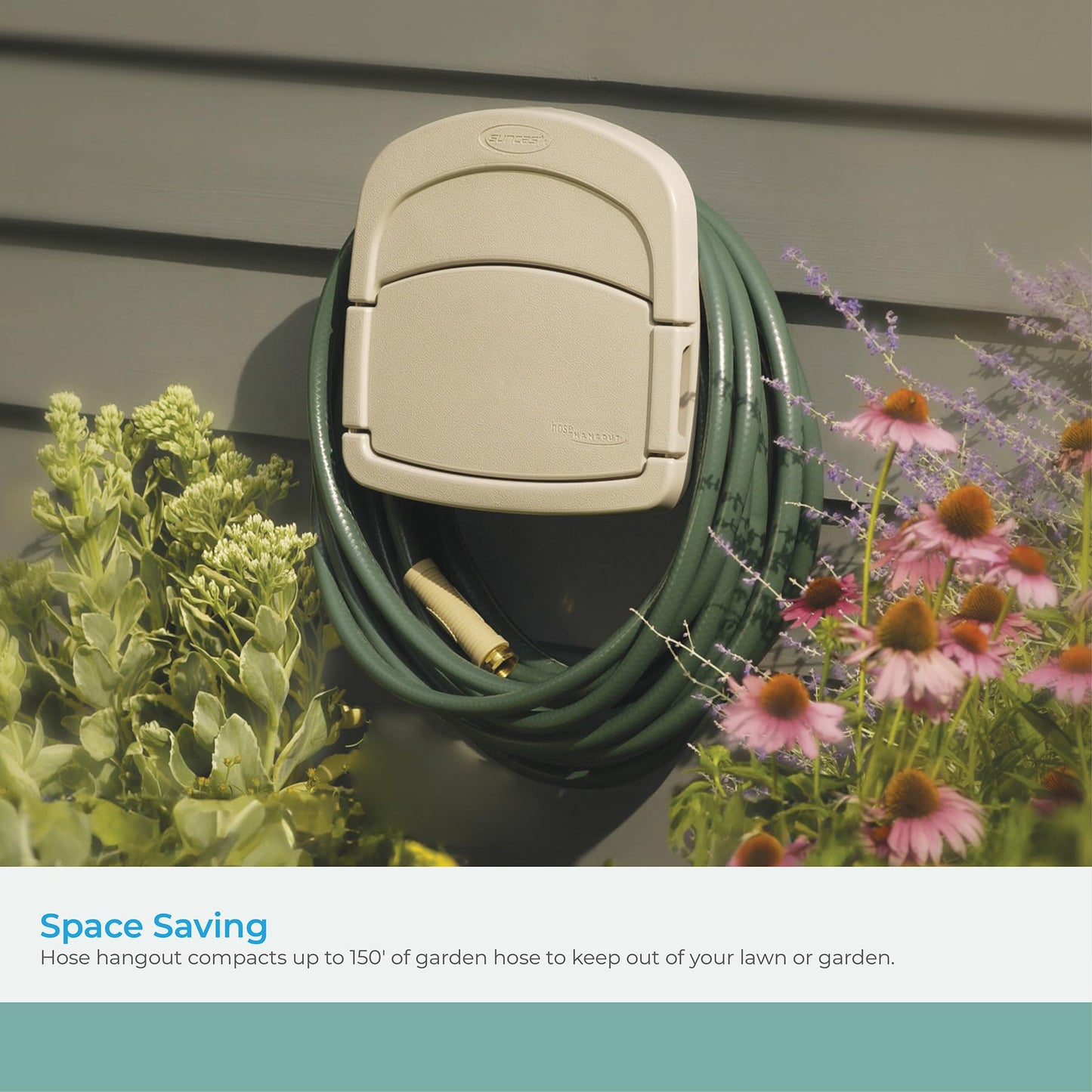 Suncast DHH150 Deluxe Garden Hose Hangout with 150-Foot Hose Capacity and Enclosed Storage Compartment, Taupe 🍁 All In One Marketplace Canada
