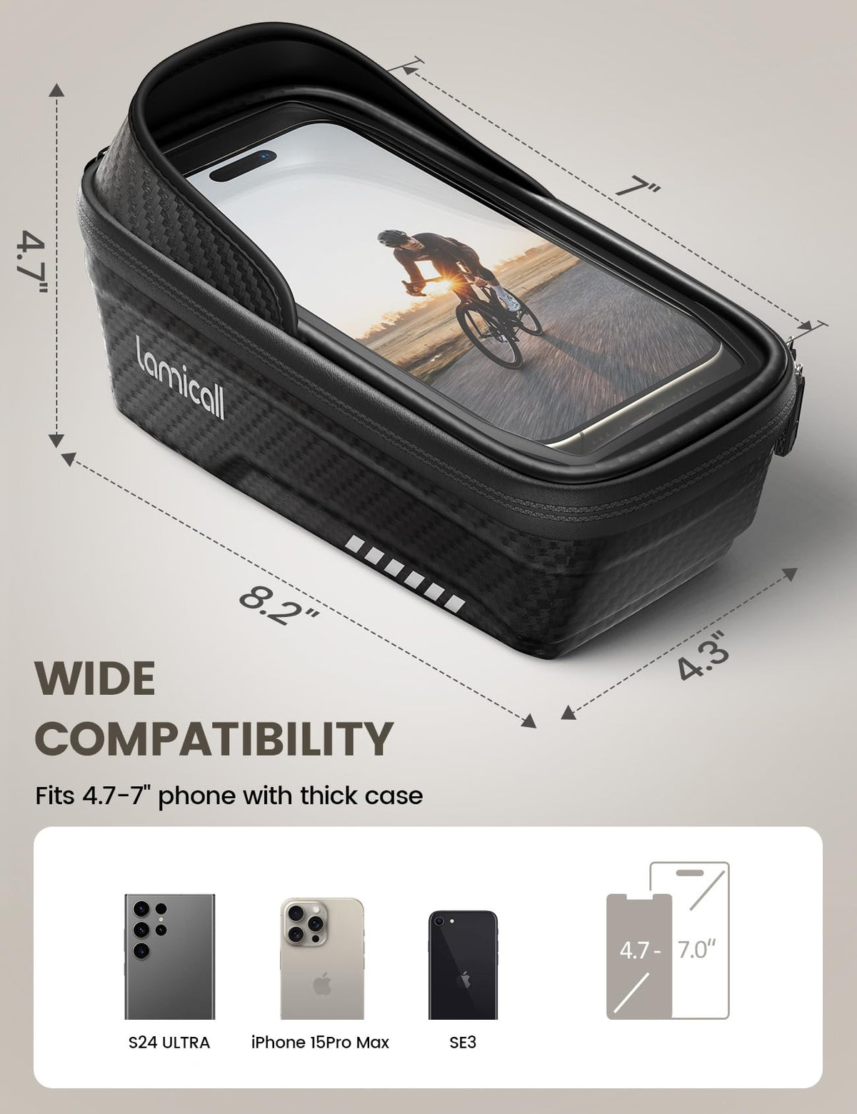 Lamicall Bike Frame Bag Waterproof - [Quick Install & Remove] 1.3L Bike Phone Bag with Sensitive Touch Screen, Bike Phone Holder with Rain Cover, Bicycle Top Tube Bag, Bike Accessories for Phones 4-7" 🍁 All In One Marketplace Canada