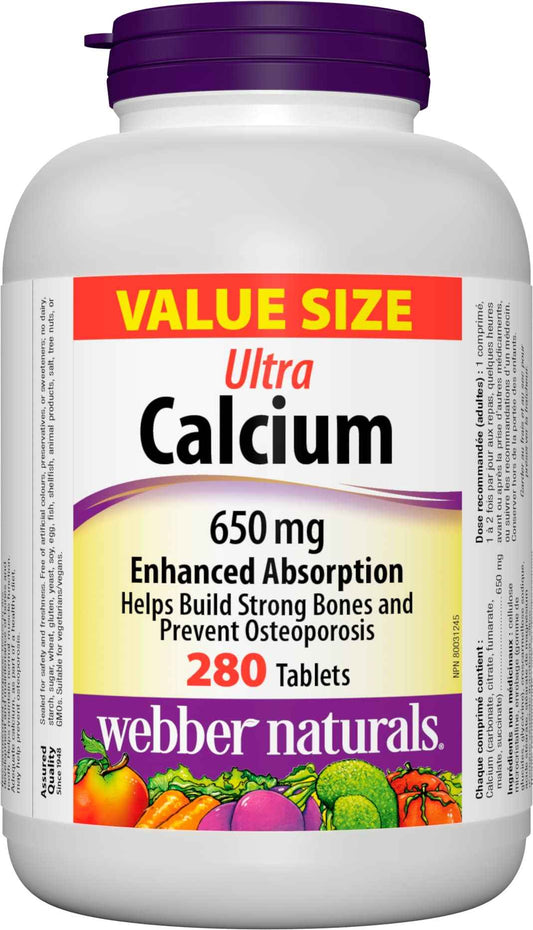 Webber Naturals Calcium Ultra, Enhanced Absorption, 280 Tablets, Helps Build Strong Bones, Vegan 🍁 All In One Marketplace Canada