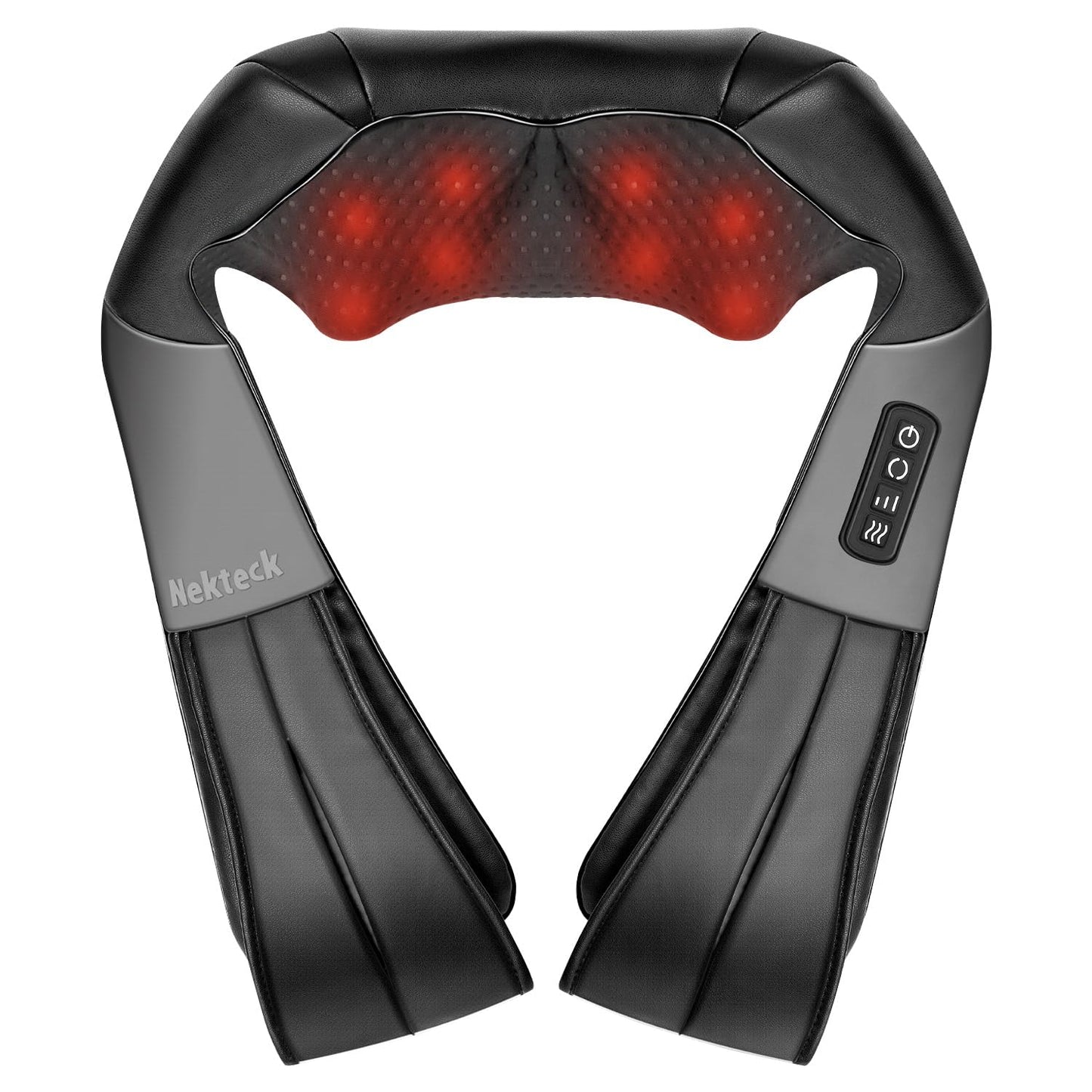 Nekteck Shiatsu Back Neck Massager,2026 Upgraded 3D Back Shoulder Kneading Massage Pillow, Deep Kneading Shoulder Massager with Heat, Waist Massage Pillow for Home Car and Office Use (NOT Cordless) 🍁 All In One Marketplace Canada