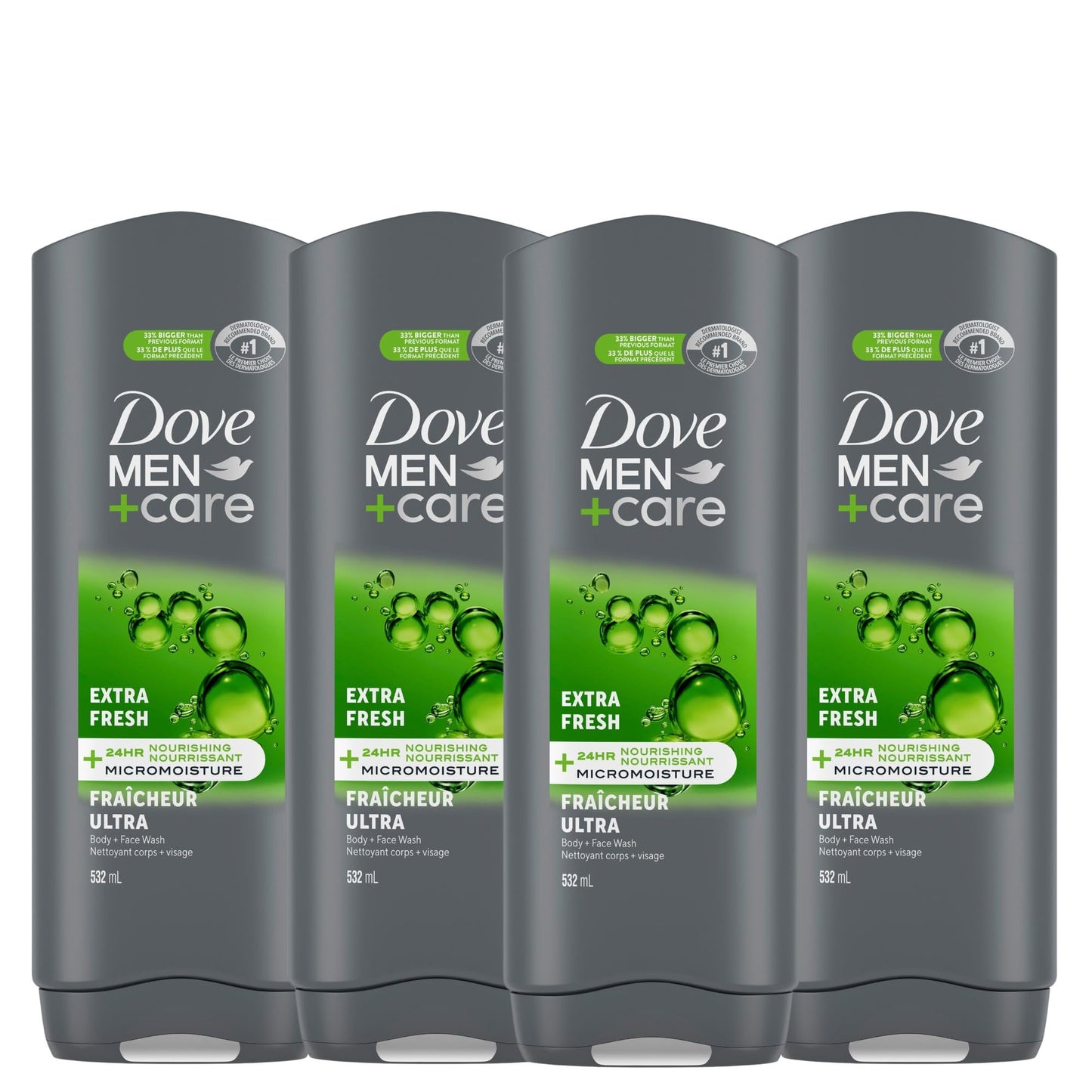 Dove Men+Care Body and Face Wash, with 24-hour Nourishing Micromoisture for Healthy & Smooth Skin, Extra Fresh, Men's Body Wash, 532ml 🍁 All In One Marketplace Canada