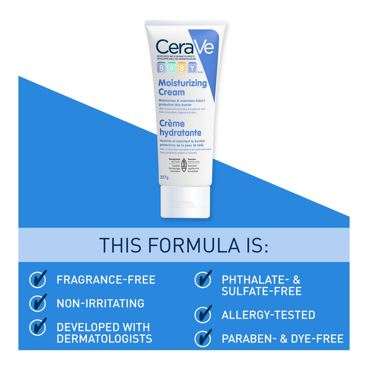 CeraVe BABY Moisturizing Cream, Gentle Baby Skincare For Face and Body with Ceramides and Hyaluronic Acid, Fragrance-Free, Paraben-Free & Dye-Free, Developed with Pediatric Dermatologists, 227GR 🍁 All In One Marketplace Canada