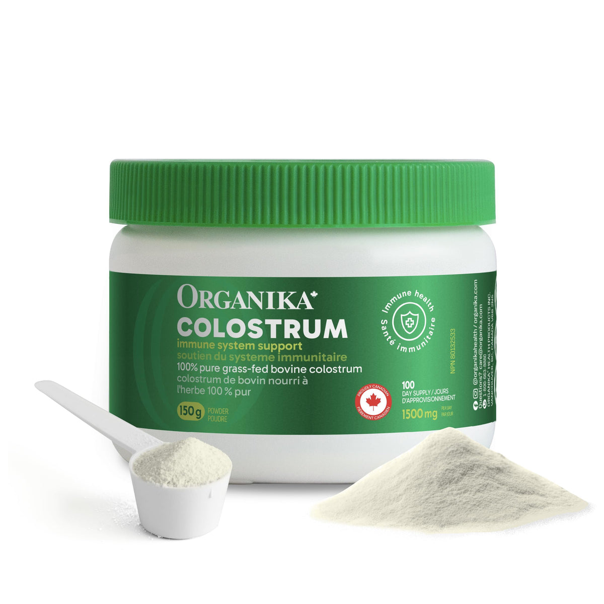 Organika Canadian-Made Colostrum (Bovine)- Immune Support, Grass-Fed- 150g 🍁 All In One Marketplace Canada