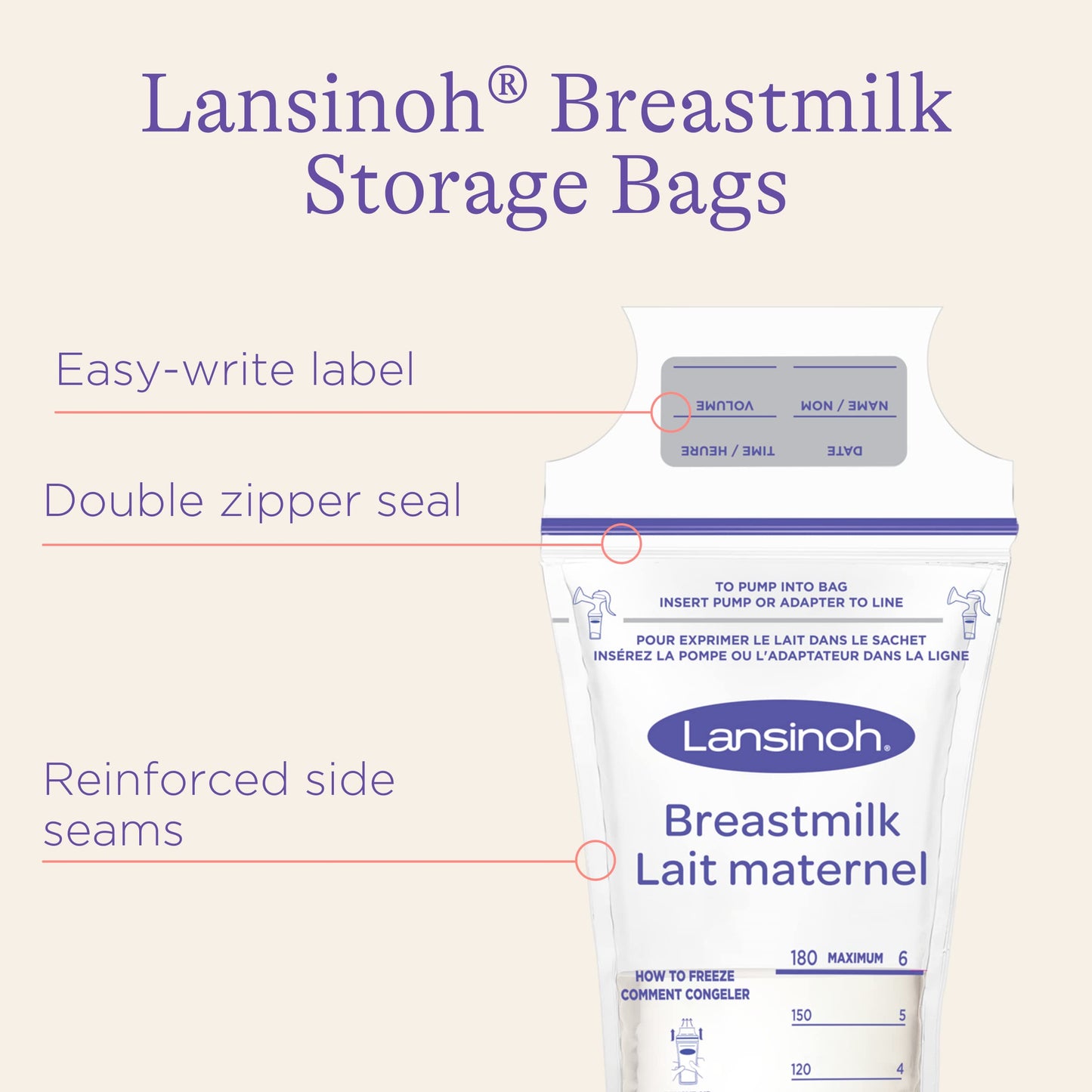 Lansinoh Breastmilk Storage Bags, 100 Count, Baby Essentials, Fast Freeze & Thaw Breast Milk Bags for Baby Bottle Feeding, Superior Strength & Stretch, 6 Ounce 🍁 All In One Marketplace Canada