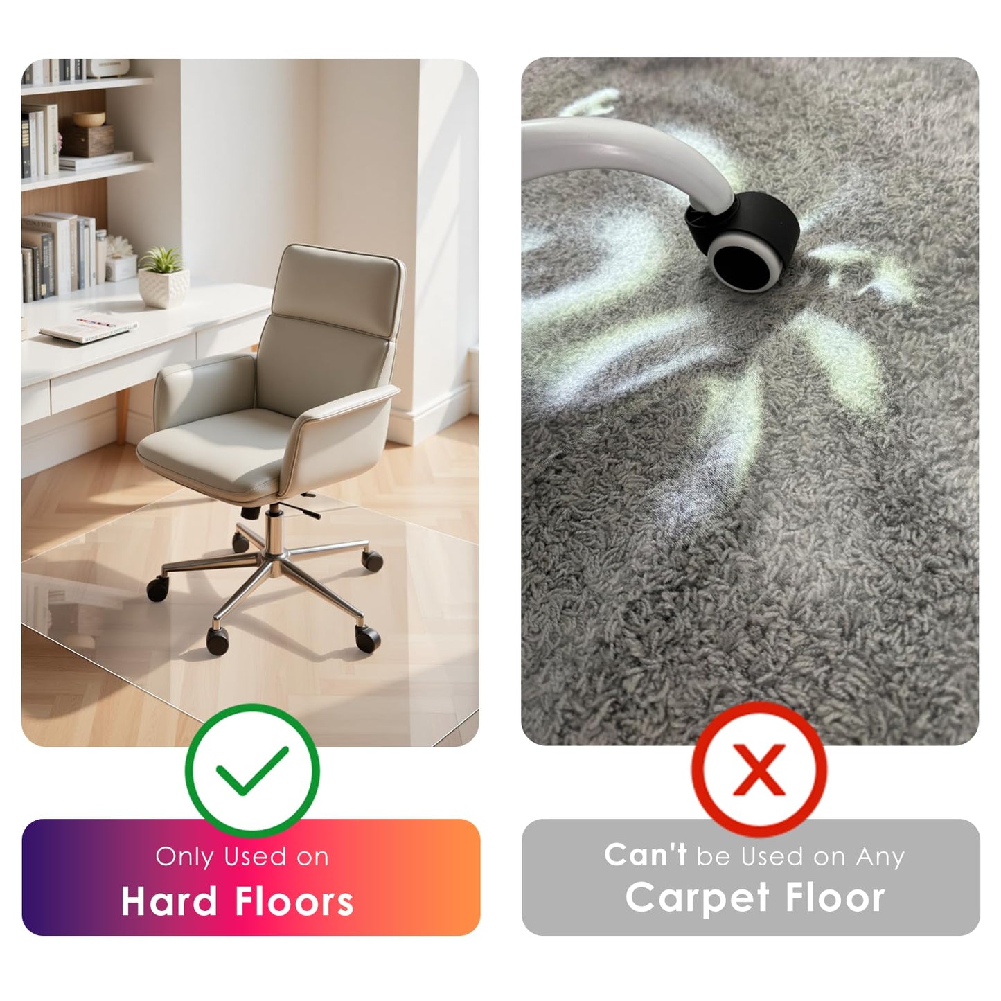 Kuyal Clear Chair mat for Hard Floors 36 x 48 inches Transparent Floor Mats Wood/Tile Protection Mat for Office & Home (36" X 48" Rectangle) 🍁 All In One Marketplace Canada