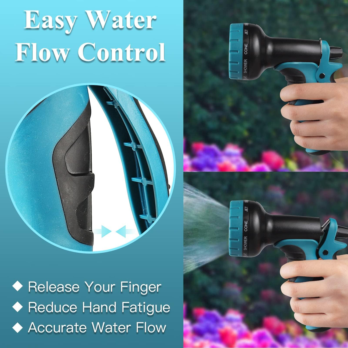 100ft Expandable Garden Hose Water Hose - Kink Free Flexible Expending Hose 100ft with 10 Function Nozzle and 3-Layers Latex, 3/4 Solid Solid Fittings, Lightweight Pipe (Blue) 🍁 All In One Marketplace Canada