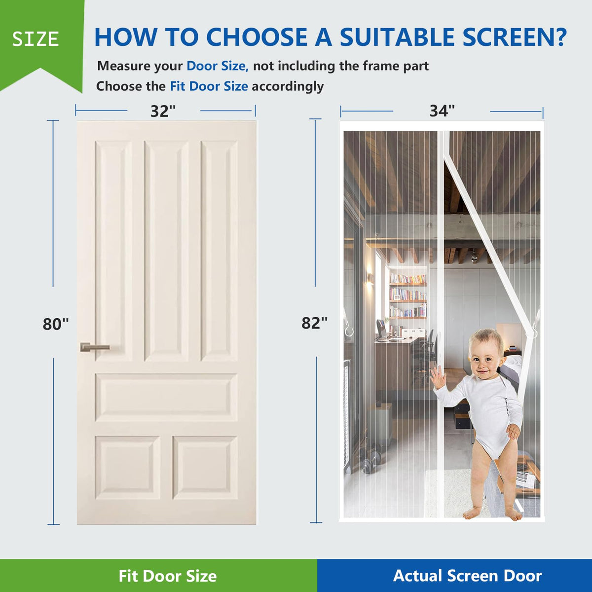 White Magnetic Screen Door Fits Door Size 32x80in Screen Size 34x82in Heavy Duty Mesh Full Frame With Magic Tape 🍁 All In One Marketplace Canada