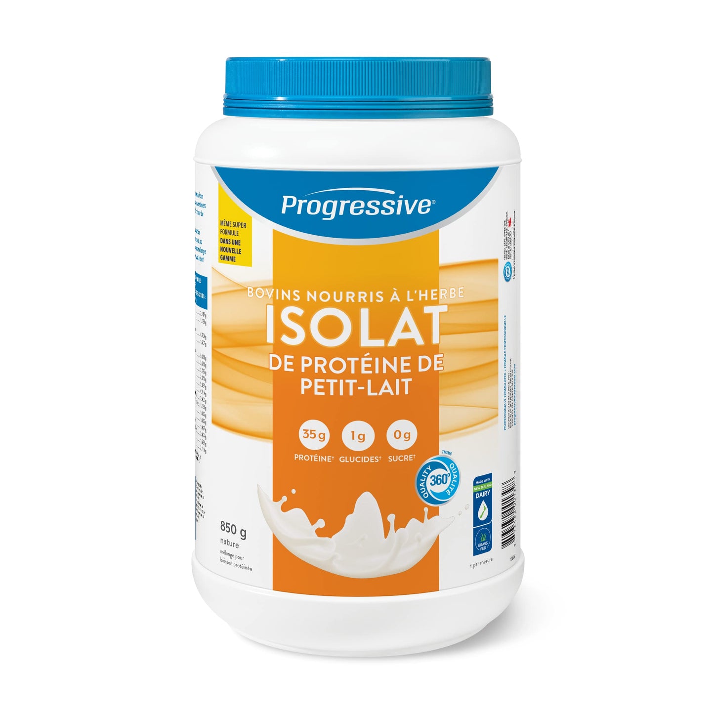 Progressive Grass-Fed 100% Whey Isolate Powder Unflavoured, with 35g of New Zealand Whey Concentrate per Scoop for Muscle Gain and Recovery, Pasture-Raised, Non-GMO, Antibiotic-Free, and Hormone-Free, 850g 🍁 All In One Marketplace Canada