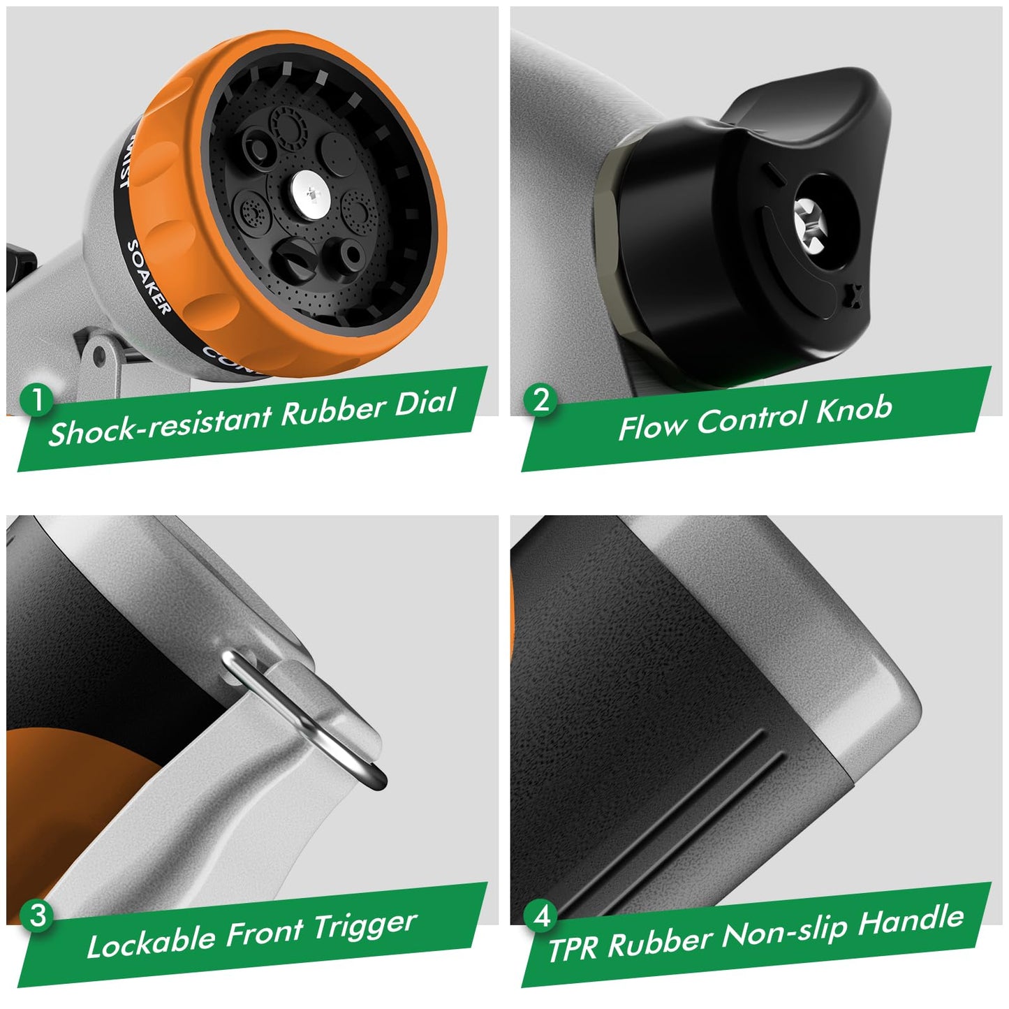 RESTMO Garden Hose Nozzle, Heavy Duty Metal Water Hose Nozzle with 7 Adjustable Spray Patterns, High Pressure Hand Sprayer with Flow Control, Best for Watering Plant & Lawn, Washing Car & Pet, Orange 🍁 All In One Marketplace Canada