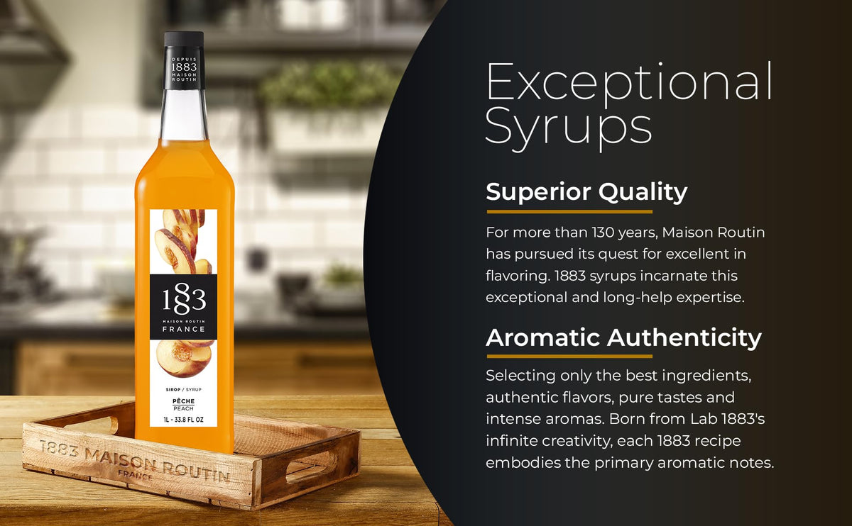 Maison Routin 1883 Peach Syrup, Pet Bottle 1000 Milliliter 🍁 All In One Marketplace Canada