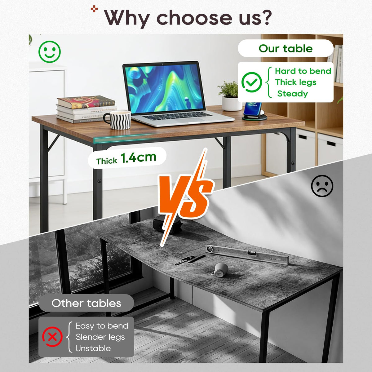 BestOffice Computer Desk,Home Office Desk Writing Study Table Modern Simple Style PC Desk with Metal Frame for Home Office 🍁 All In One Marketplace Canada